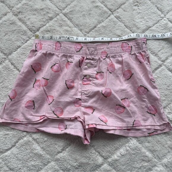 Victorias Secret Pink | Flannel Sleep Boxy Shorts Vanilla Peach | Size Small - Picture 6 of 9